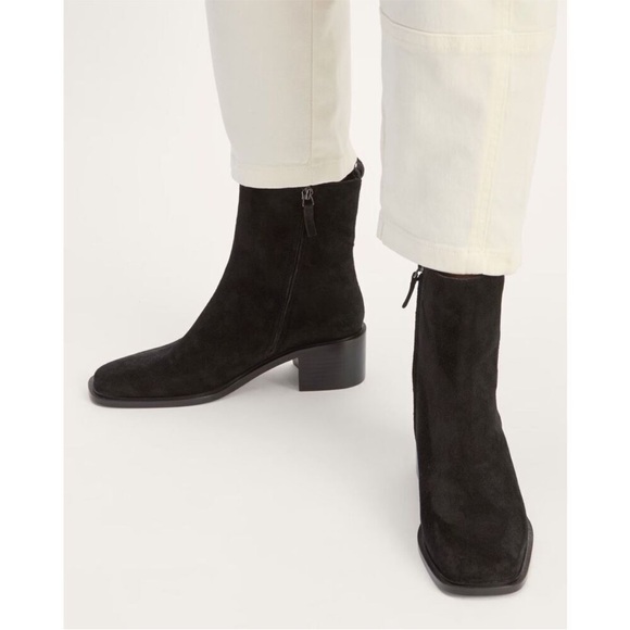 Everlane The City Boot in Black Suede Square Toe Size 7.5 New - Picture 4 of 15